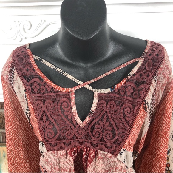 Boho Peasant Top with Flounce Sleeves - Picture 3 of 11